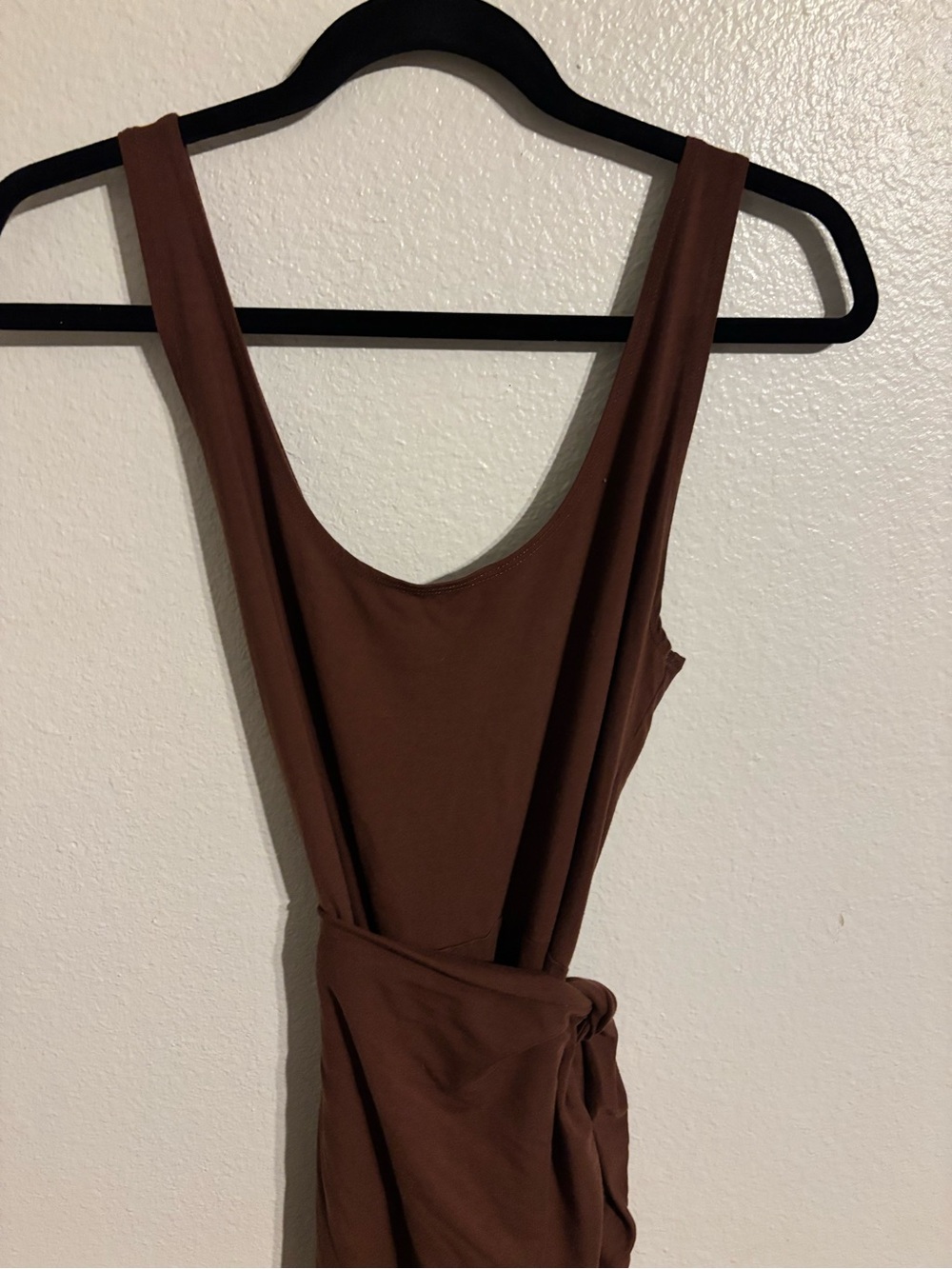 Reformation Kaila Wrap Skirt Dress in a Chestnut Brown - Picture 6 of 12